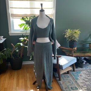 3 Piece Green Knit Lounge Set M